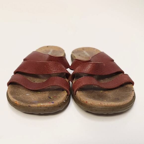 Merrell Sandal Size 7 Women's Nappa Valley Slide Cork Leather Rust Brown Sandals - Picture 4 of 12